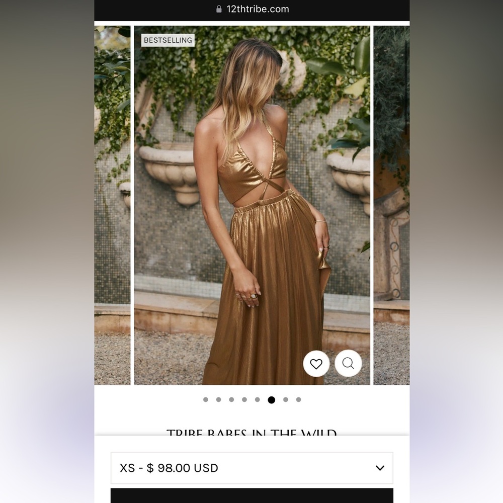 Metallic Gold 12th Tribe maxi dress